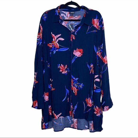 A.n.a Blue Floral Peplum Tunic Top‎ - Picture 1 of 9